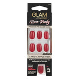 Press on Nail Kit - Glam by Manicare Ready Pre Glued  Candy Apple Red (6 Pacs)