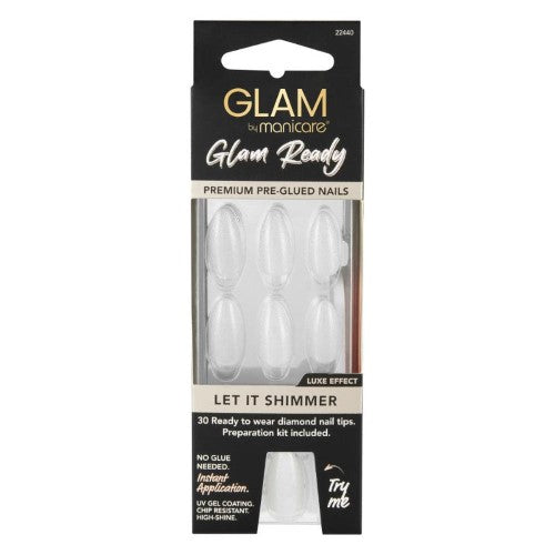 Press on Nail Kit - Glam by Manicare Ready Pre Glued Let it Shimmer (6 Packs)