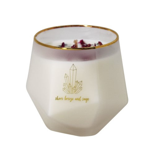 Infused Soy Candle - Amethyst & Rose Quartz (Shore Breeze & Sage)