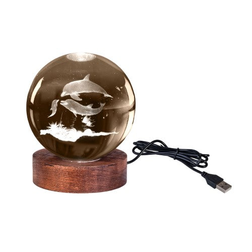 3D Crystal Ball Lamp - Dolphin (8 x 8 x 9.5cm)