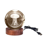 3D Crystal Ball Lamp - Jellyfish (8 x 8 x 9.5cm)