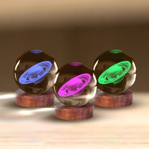 3D Crystal Ball Lamp - Saturn (8 x 8 x 9.5cm)