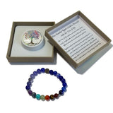 Chakra Bracelet - Blue Banded Agate & Tree of Life Bead