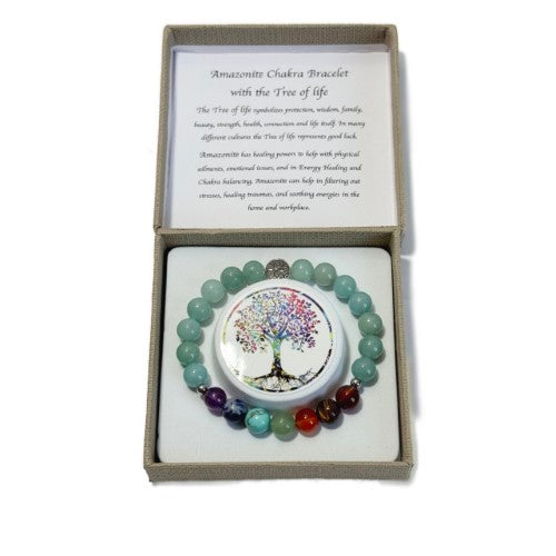 Chakra Bracelet - Amazonite & Tree of Life Bead