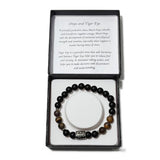 Men's Bracelet - Matte Onyx Matte Tiger Eye & Greek Letter Bead