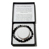 Men's Bracelet - Matte Onyx Matte Snowflake Obsidian & 4 Ring Bead