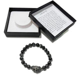 Men's Bracelet - Dark Labradorite & Lion Head Bead