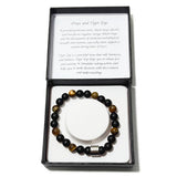 Men's Bracelet - Matte Onyx+Tiger Eye & 4 Ring Bead