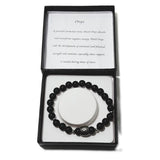 Men's Bracelet - Matte Onyx & Linked Squares Bead