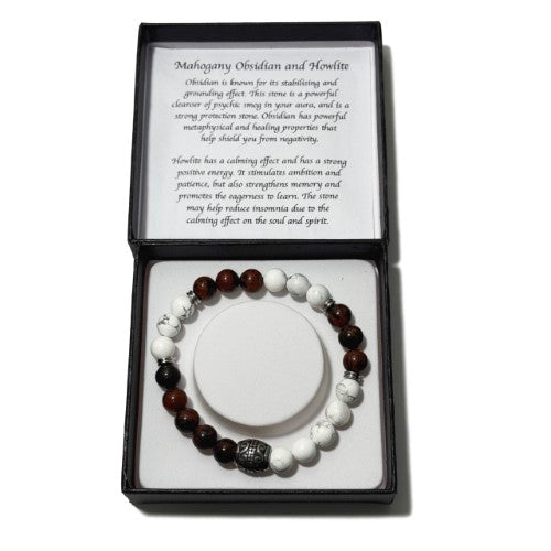 Men's Bracelet - Mahogany Obsidian & American Howlite