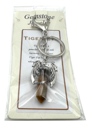 Keyring - Dragon Wings Gemstone Point  Tiger Eye (Set of 6)