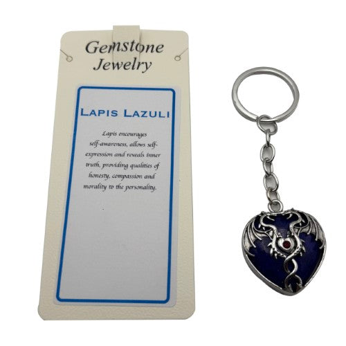 Keyring  - Mystical Dragon  Heart Lapis (Set of 6)
