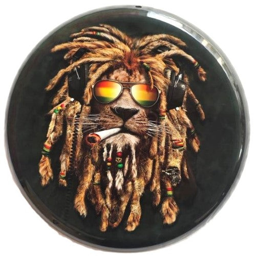 Round Metal Wall Art - Rasta Lion (35 x 35 x 1.5cm)