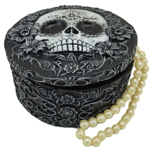 Trinket Box - Skulls n Flowers (11.5 x 11.5 x 6.8cm)