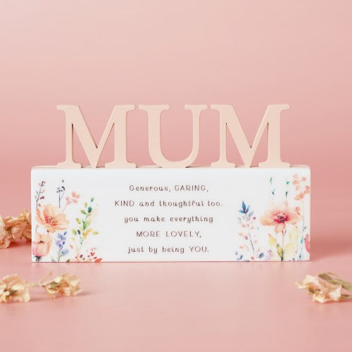 Standing Plaque - The Cottage Garden Floral Word Mum (10.5cm)