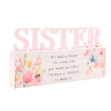 Standing Plaque - The Cottage Garden Floral Word Sister (16.1cm)
