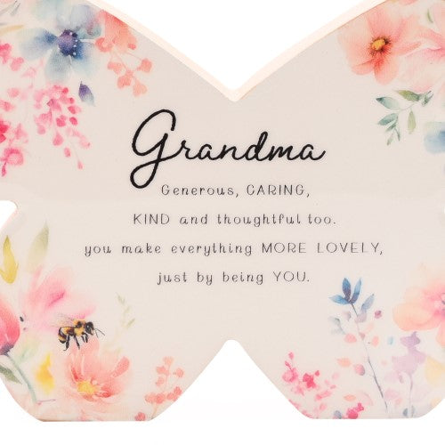 Standing Plaque - The Cottage Garden Floral Mantel Butterfly Grandma (14cm)