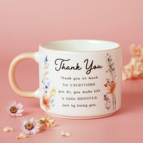 Mug - The Cottage Garden Peach Thank You (Set of 2)