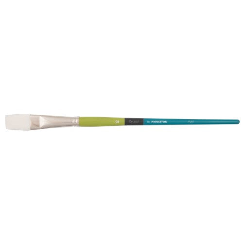 9800 Long Handle White Synthetic Taklon Flat Brushes WHITE FLAT 12