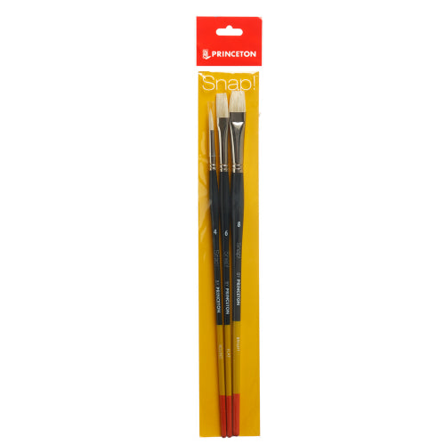 Princeton Snap! Long Handle Natural Bristle Brushes Set of 3
