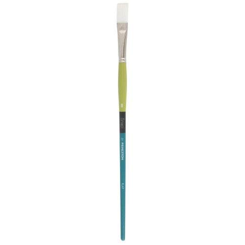 9800 Long Handle White Synthetic Taklon Flat Brushes WHITE FLAT 8