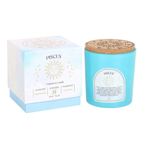 Pisces Gardenia Gemstone Glass Candle