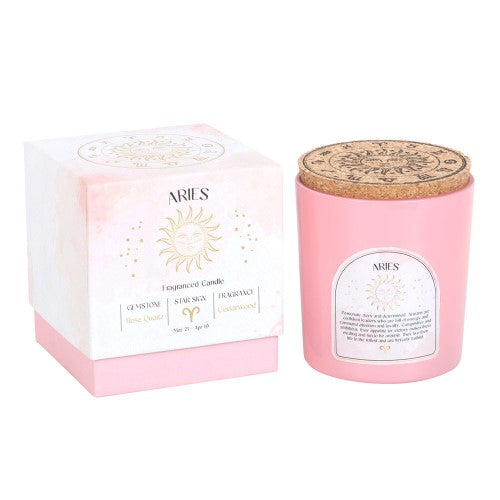 Aries Cedarwood Gemstone Glass Candle