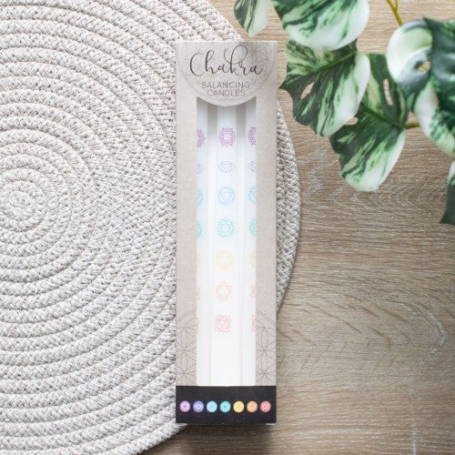 Set of 3 White Chakra Dinner Candles