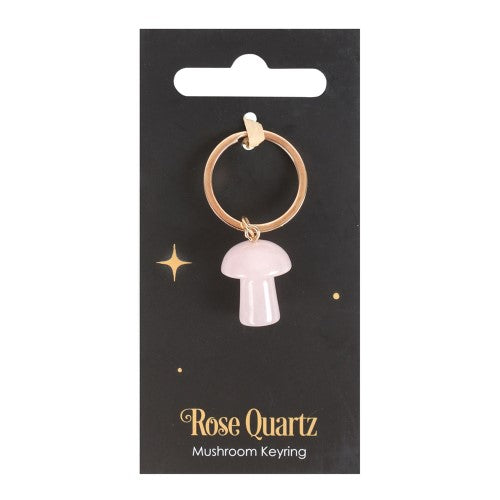 Rose Quartz Mushroom Keyring