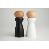 T&G Sphere Black Pepper Mill, 150mm tall, crafted from painted birch and natural beech, with adjustable ceramic grinding mechanism.