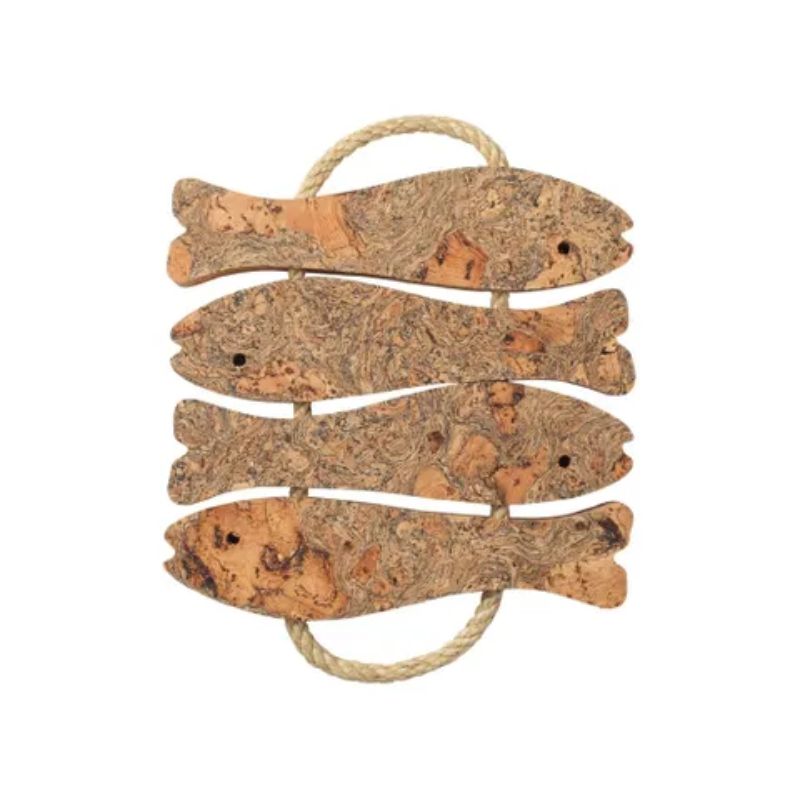 Eco-friendly cork pot stand featuring a charming fish design, perfect for plants and supporting ocean conservation.