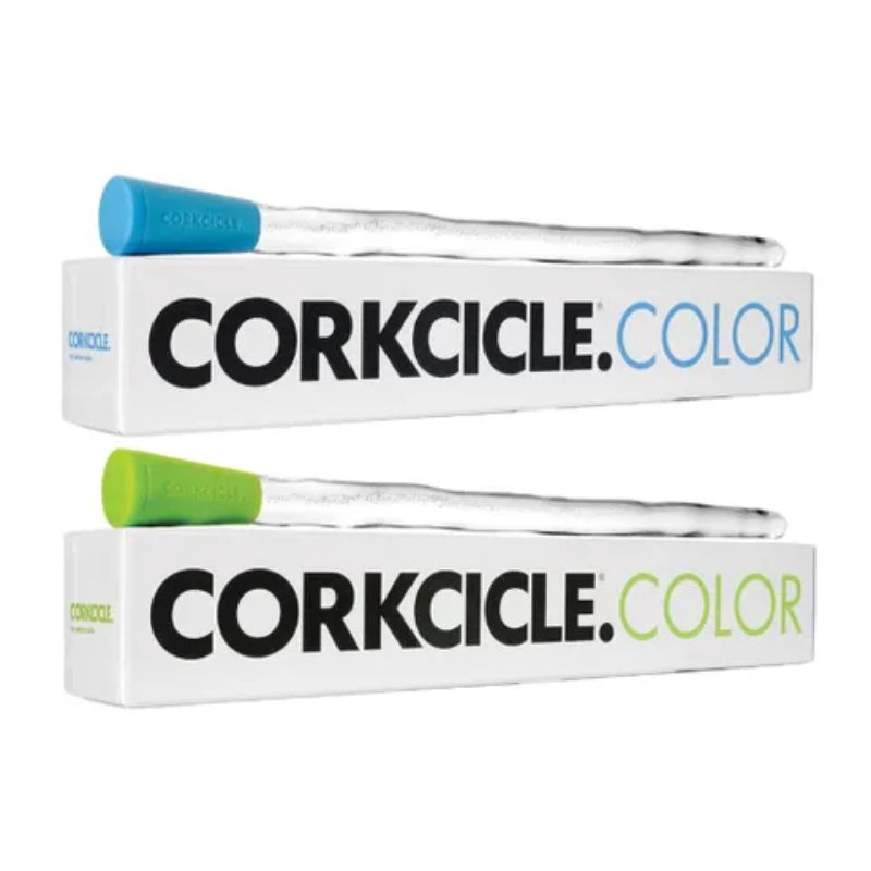 Colorful Corkcicle drink coolers in a 4-pack, made of BPA-free plastic with freeze gel for icy cold beverages.