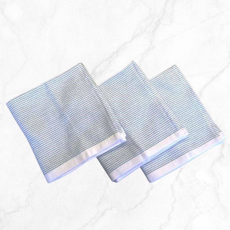 Set of 3 stylish seafoam dish cloths made from 100% cotton, OEKO-TEX® certified, perfect for elevating kitchen aesthetics.