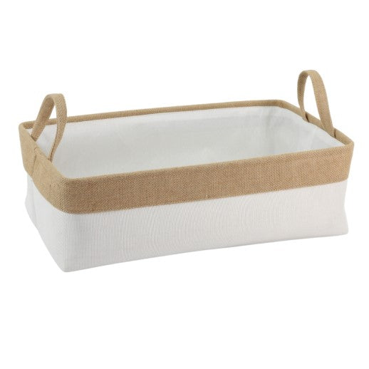 Large Rectangle White Jute Bag with Handles