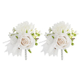 Artificial / Faux Flower - Mixed Flower Boutonniere Pack 2 White