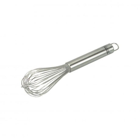 High-quality 300mm stainless steel whisk with ergonomic handle and sealed design for easy cleaning and maximum efficiency.