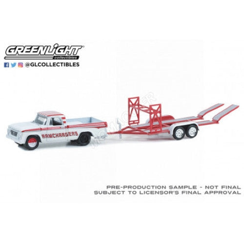 Diecast Model - 1964 Dodge D-100 with Tandem Car Trailer