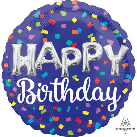 Vibrant 45cm foil balloon letters spelling 'HAPPY BIRTHDAY', perfect for adding joy to any birthday celebration.