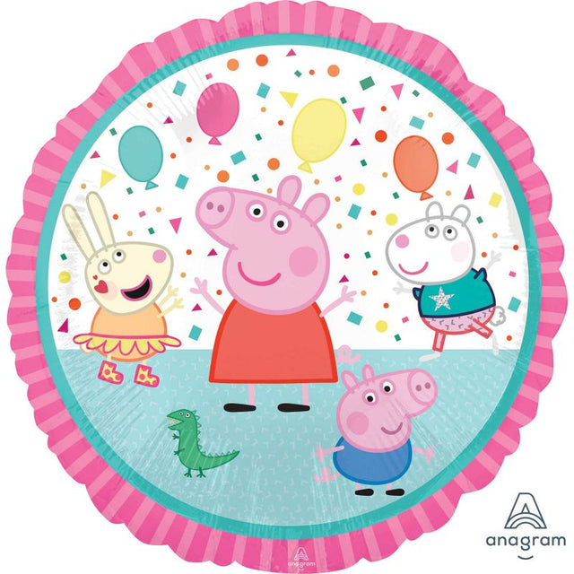 Peppa Pig foil balloon, 45cm, vibrant design, perfect for birthday parties and celebrations, self-sealing for lasting fun.