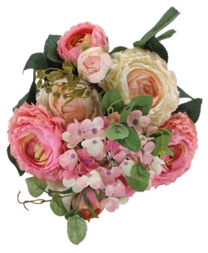 Artificial Rose Bouquet - 38cm (Dark Pink) (FL076LPK)