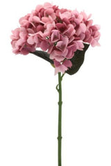 Artificial Single Stem Hydrangea Rose - Pink (34cm)