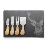 Slate Cheese Board with 4 Oak Cheese Knives - Taylors