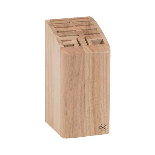 Hevea Wood Knife Block for 12 Knives, Cleaver & Scissors - T&G