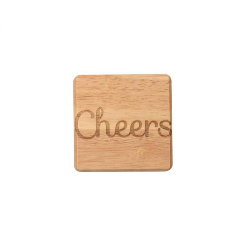 Cheers Hevea Wood Coaster 100mm - T&G