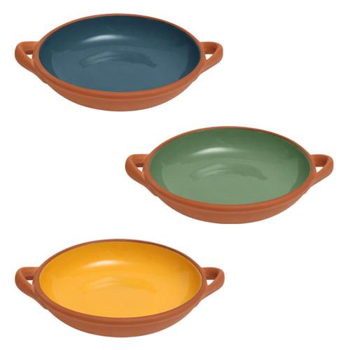 Sintra Large Glazed Terracotta Tapas Dish - Green - Set of 2 - Dexam