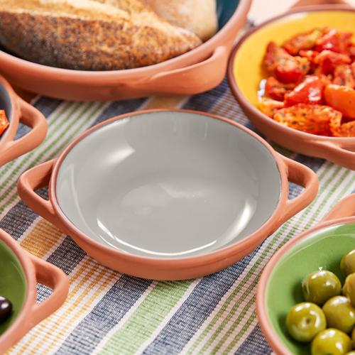 Sintra Small Glazed Terracotta Tapas Dish - Stone - Set of 2 - Dexam