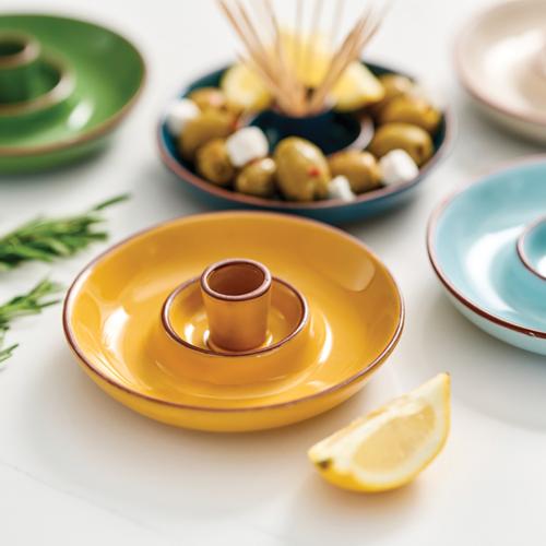 Sintra Glazed Terracotta Olive Dish - Ochre - Dexam