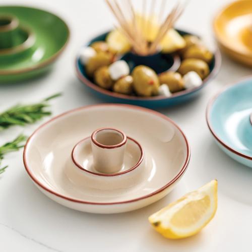 Sintra Glazed Terracotta Olive Dish - Stone - Dexam