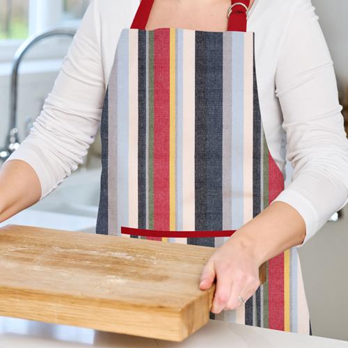 Striped Recycled Cotton Adult Apron - Red - Dexam