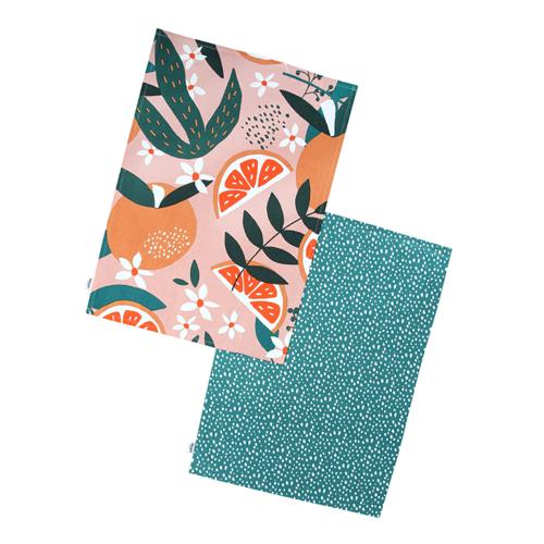 Exotic Fruit Recycled Cotton Set of 2 Tea Towels - Blush - Dexam